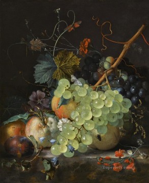 Naturaleza muerta clásica Painting - Naturaleza muerta con flores y frutas Jan van Huysum